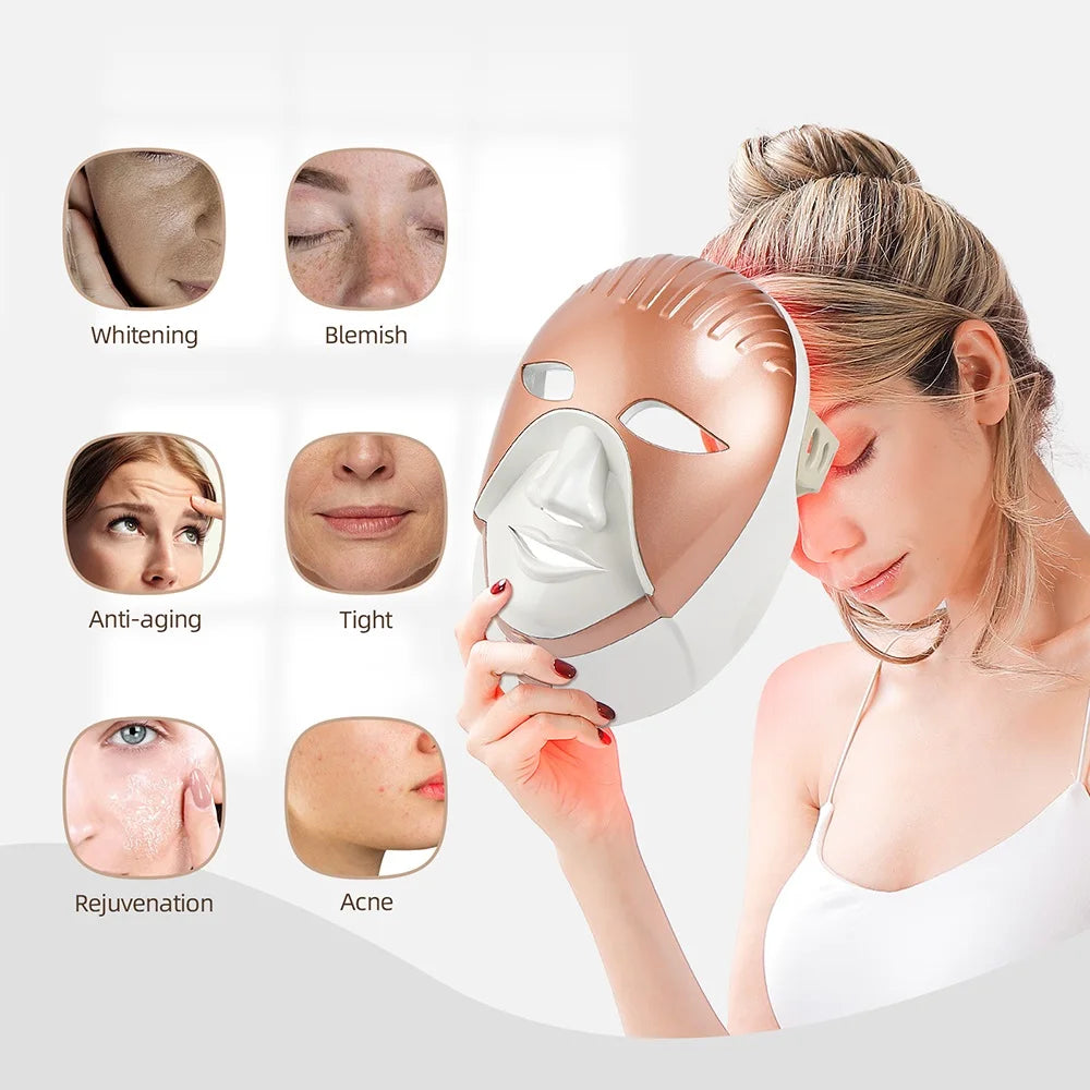Mascarilla facial LED Wireless 7 Colors Photon Skin Care Beauty Machine Masque pour le visage