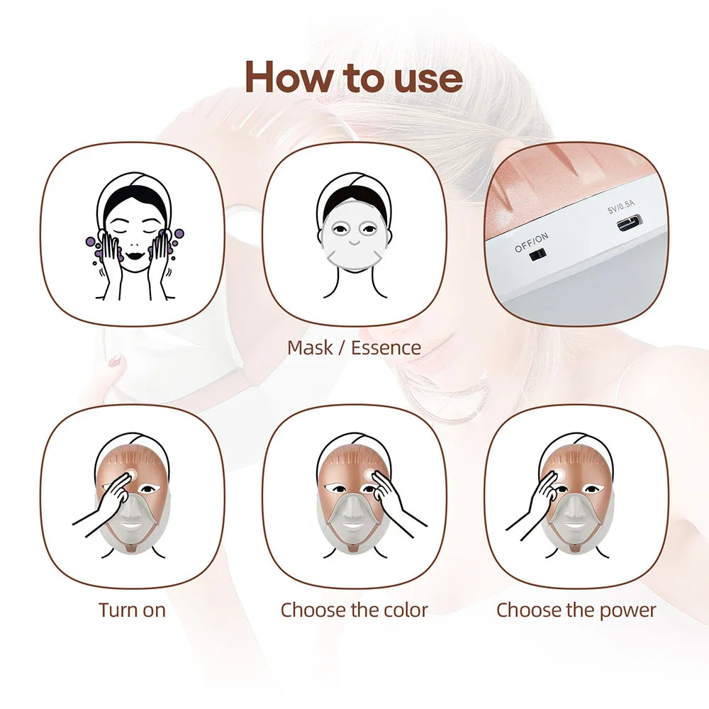 Mascarilla facial LED Wireless 7 Colors Photon Skin Care Beauty Machine Masque pour le visage