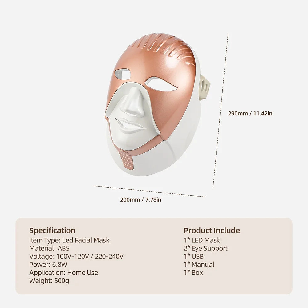 Mascarilla facial LED Wireless 7 Colors Photon Skin Care Beauty Machine Masque pour le visage