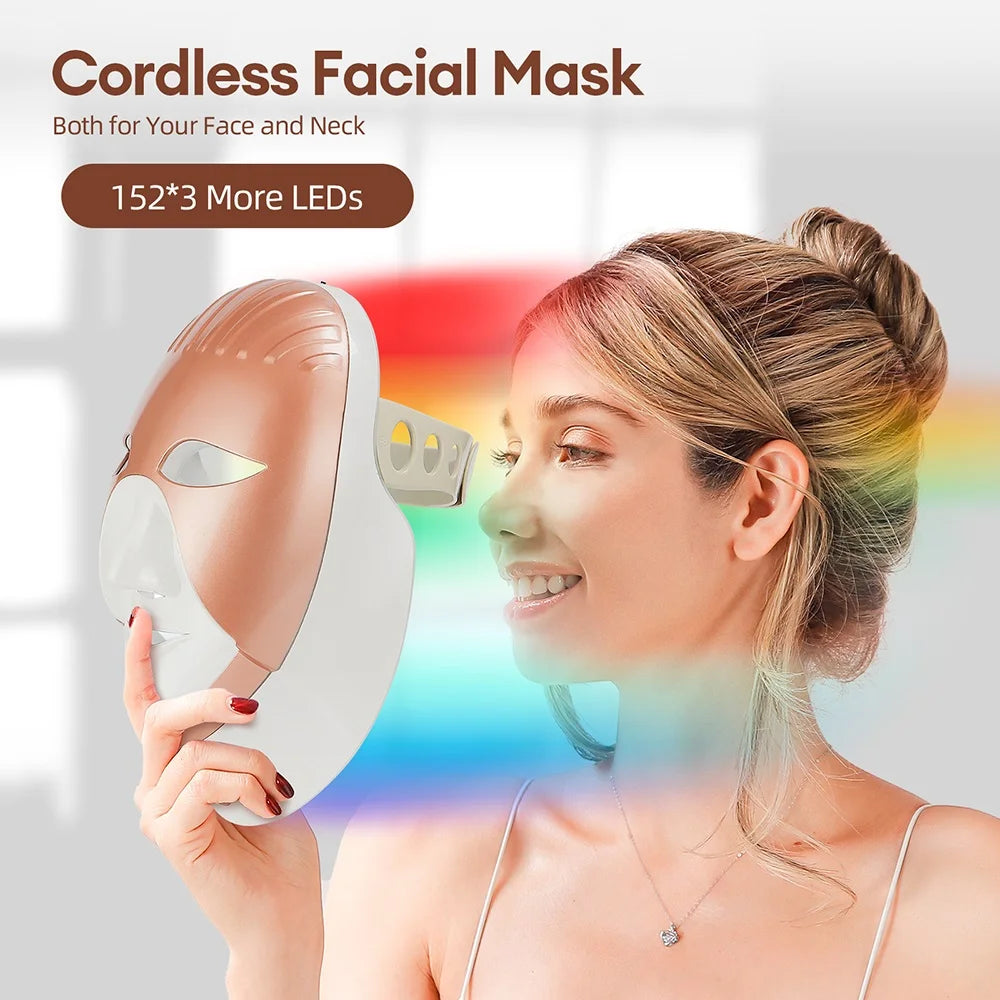 Mascarilla facial LED Wireless 7 Colors Photon Skin Care Beauty Machine Masque pour le visage