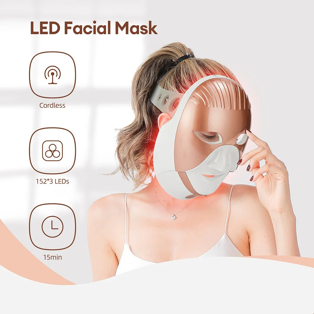 Mascarilla facial LED Wireless 7 Colors Photon Skin Care Beauty Machine Masque pour le visage