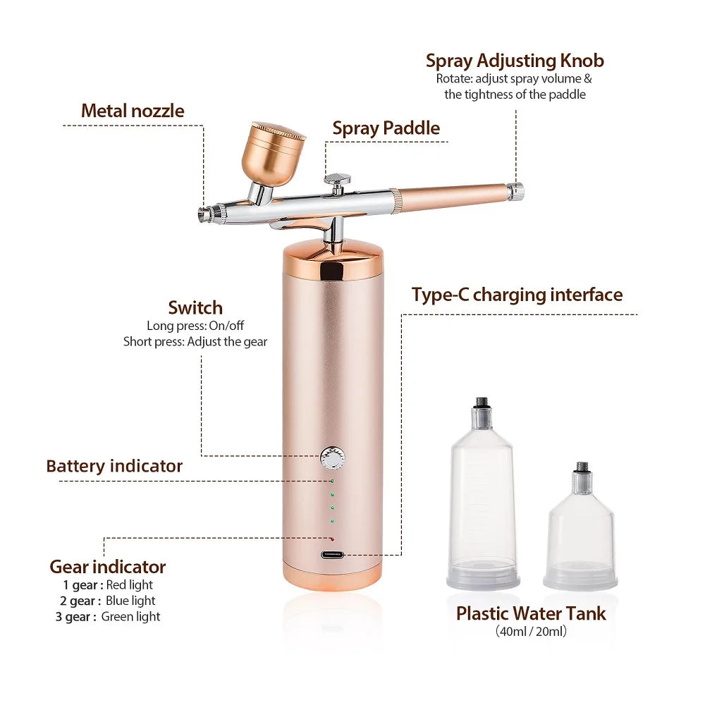 0.3mm Airbrush Nano Spray Gun Oxygen Injector with Air Tube