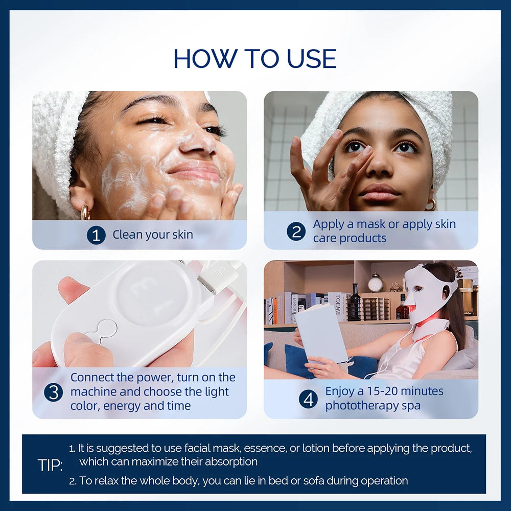 7 Colors LED Silicone Face Mask Beauty Machine for Home Skin Care Treatment