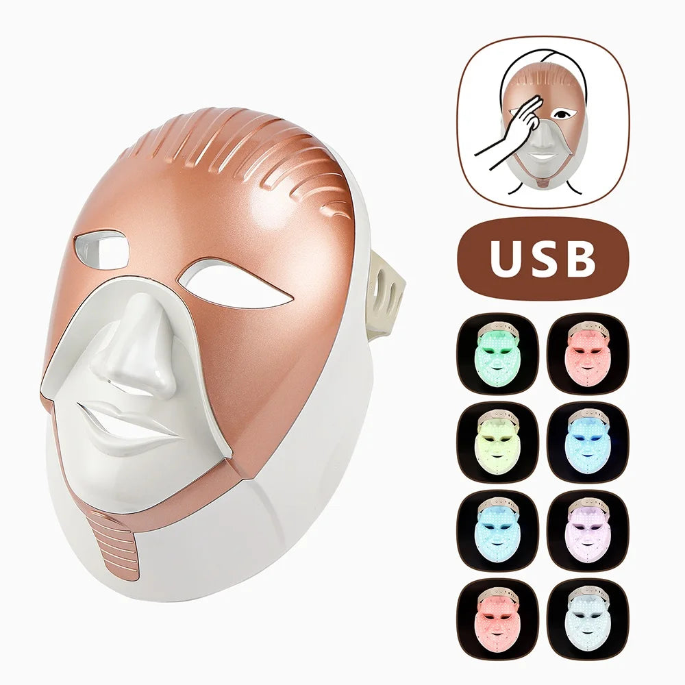Mascarilla facial LED Wireless 7 Colors Photon Skin Care Beauty Machine Masque pour le visage